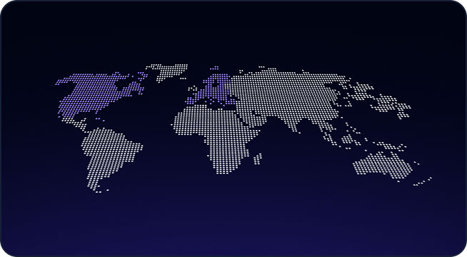 World map showing international markets