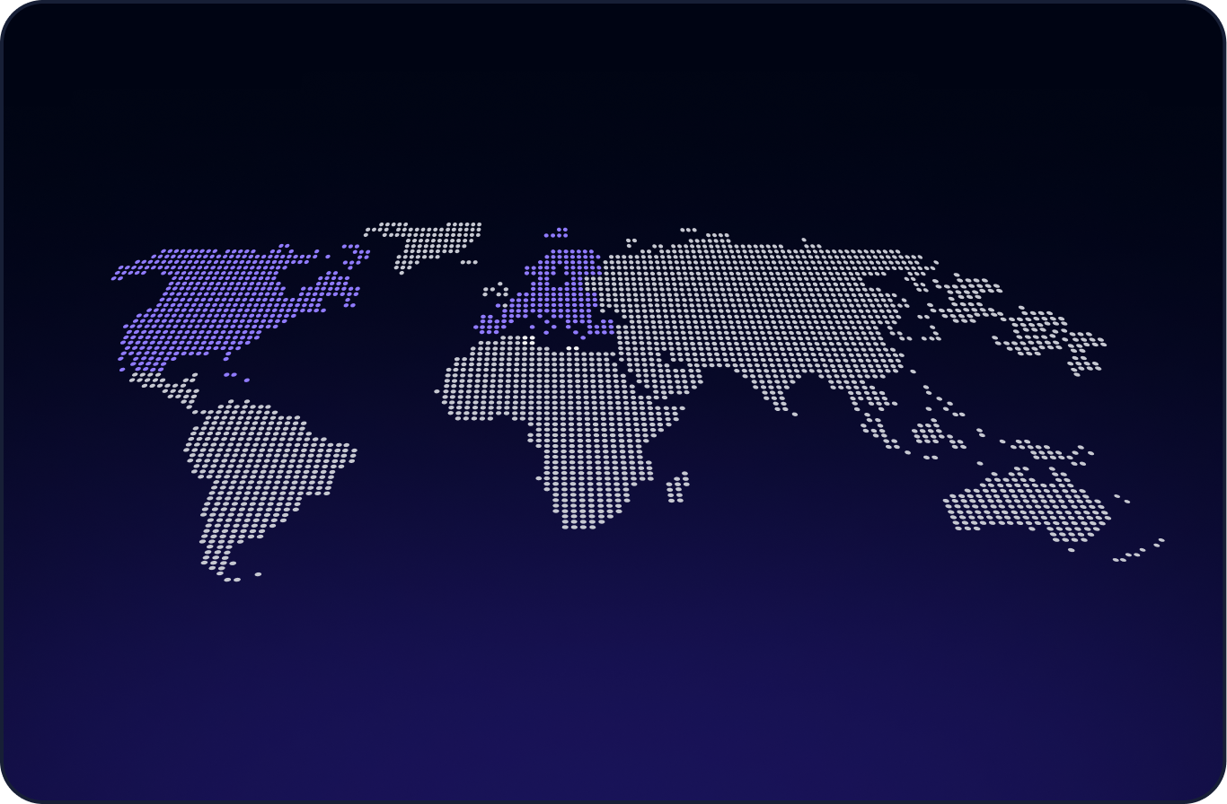 World map showing international markets